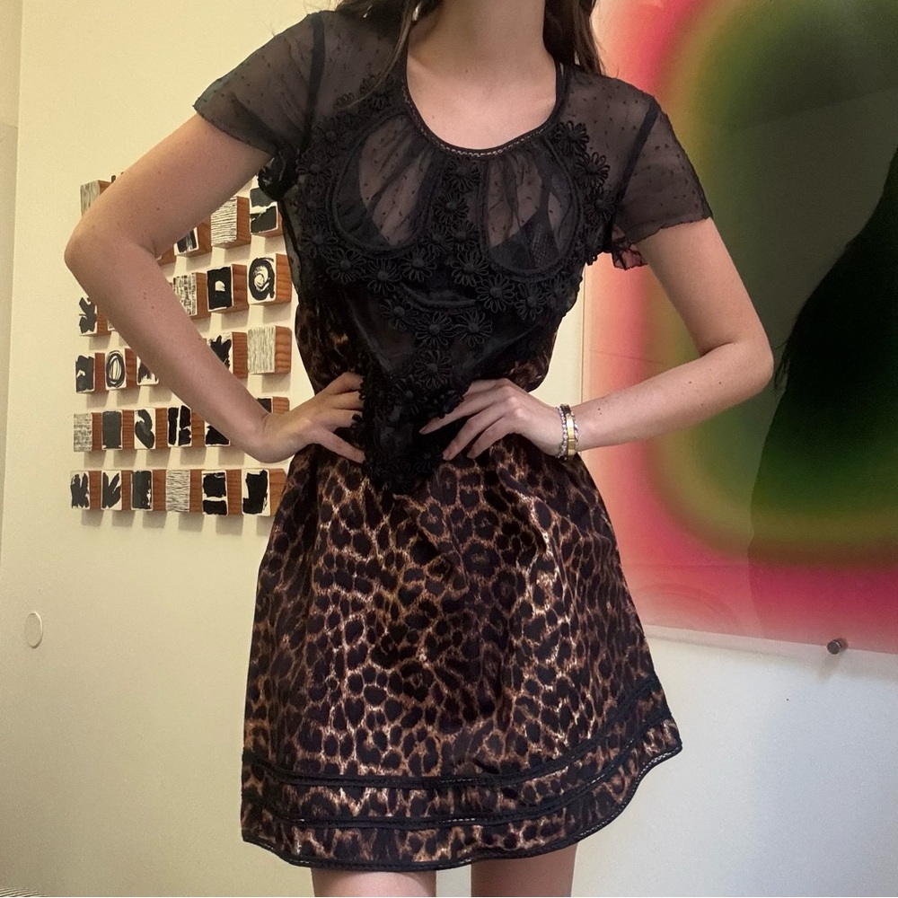 Manoush Leopard Sheer Dress